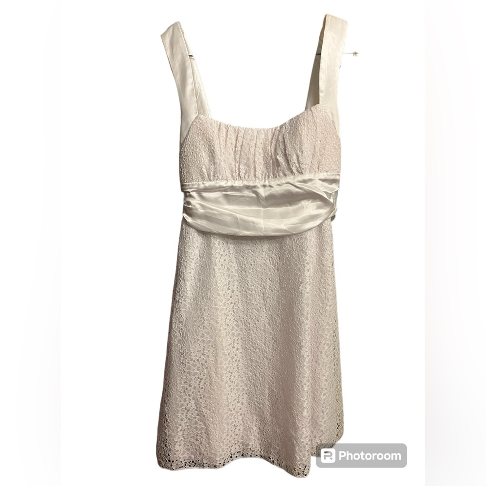 B. Smart Women's Short White Eyelet Thick Strap A-Line Sundress Size 14 formal